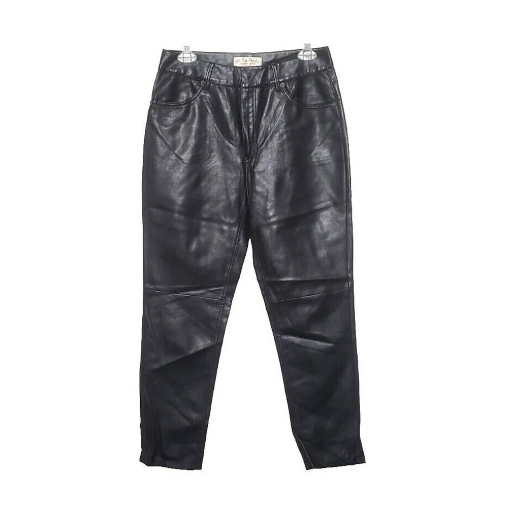 Free People We The Free Womens Black Faux Leather Pants Womens Size 27 Biker Emo